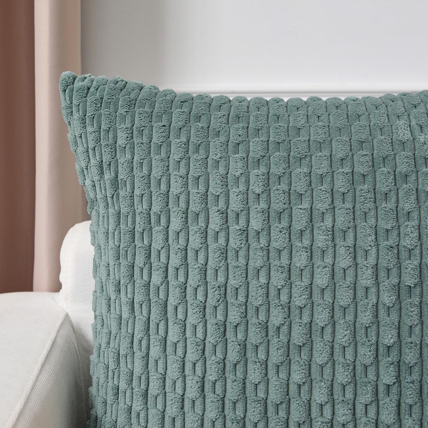 Kevin Textile 12x20 Inch Pillow Cover 1 Pack Boho Decorative Soft Striped Corduroy Lumbar Farmhouse Color Accent Rectangle Cushion Case for Living Room Couch Sofa Bed, Teal Green