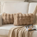 Pack of 2 Thick Plush Throw Pillow Covers Fluffy Wave Faux Fur Decorative Cushion Covers Soft Wool Pillowcase for Sofa Couch Livingroom 12x20 Inch Camel