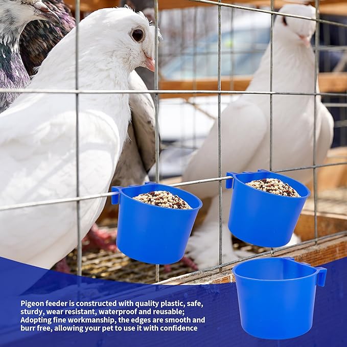 40 Pcs Cage Cups Birds Feeders Bird Water Dispenser Hanging Quail Waterer Plastic Chicken Feeding Watering Dish for Small Coop Parrot Parakeet PET Poultry Pigeon Gamefowl Food Seed Bowl Supplies(Blue)