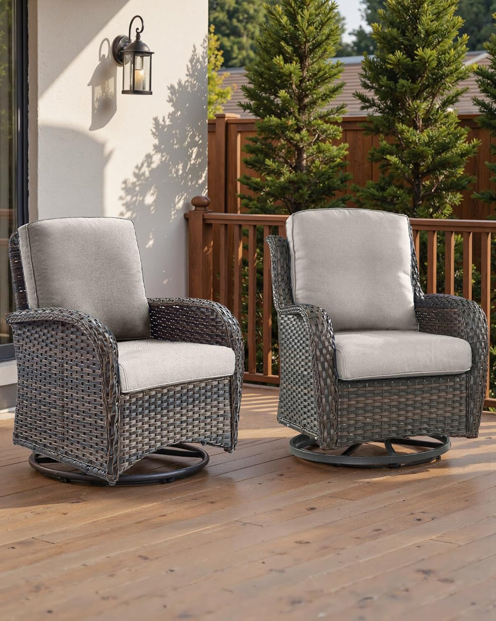 Pop 22x25/22x24 Outdoor Cushions for Patio 5 Piece Set - Set of 5 Water-Resistant Replacement Pillows for Rattan Dining Rocking Swivel Chairs Loveseat Couch Sectional Sofa - Beige/Classic