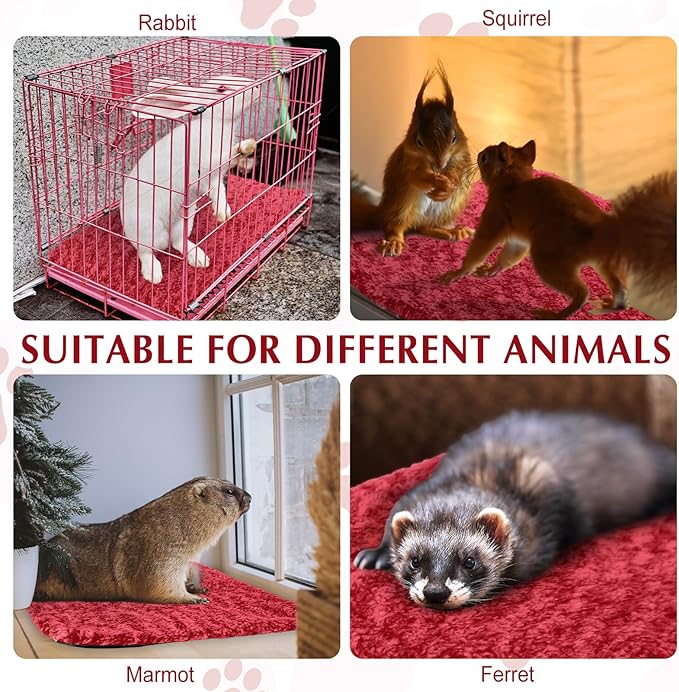 4 Pack Self Warming Cat Bed Indoor Self Heating Dog Cat Pad Washable Thermal Pet Kennel Pad Crate Bed Mat Reflect Body Heat for Outdoor (Red,16 x 20 Inch)