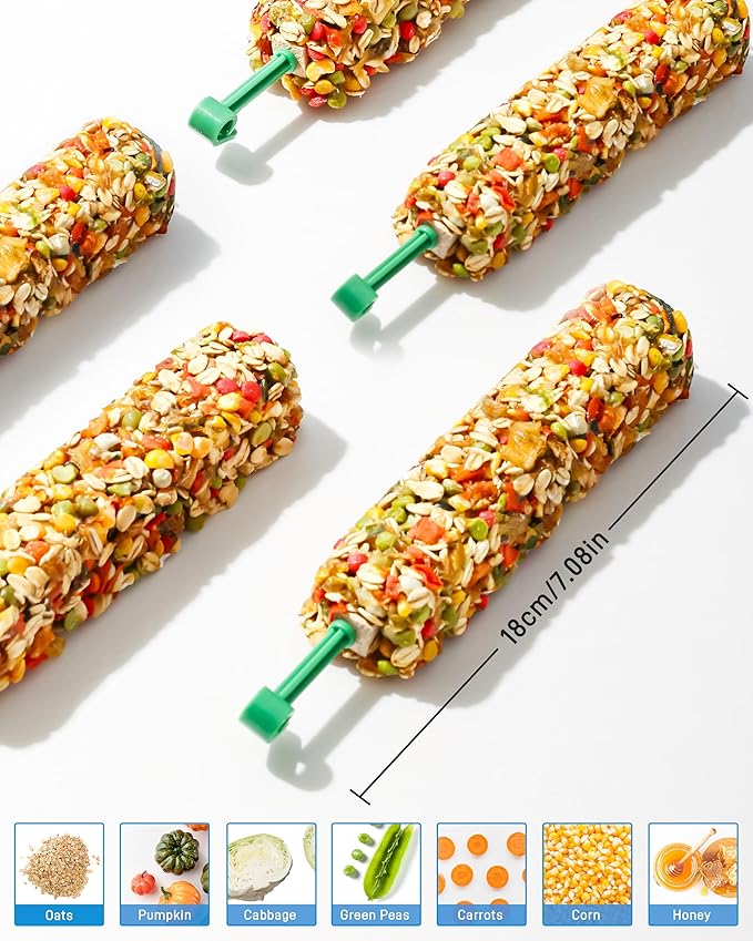 BUCATSTATE 3 Sticks Parakeet Treats Honey Treat Sticks, Natural Bird Treats Vegetable & Grains Flavor Cockatiel Treats, Pet Bird Treat Toy for Parrot Conure Budgie Lovebird