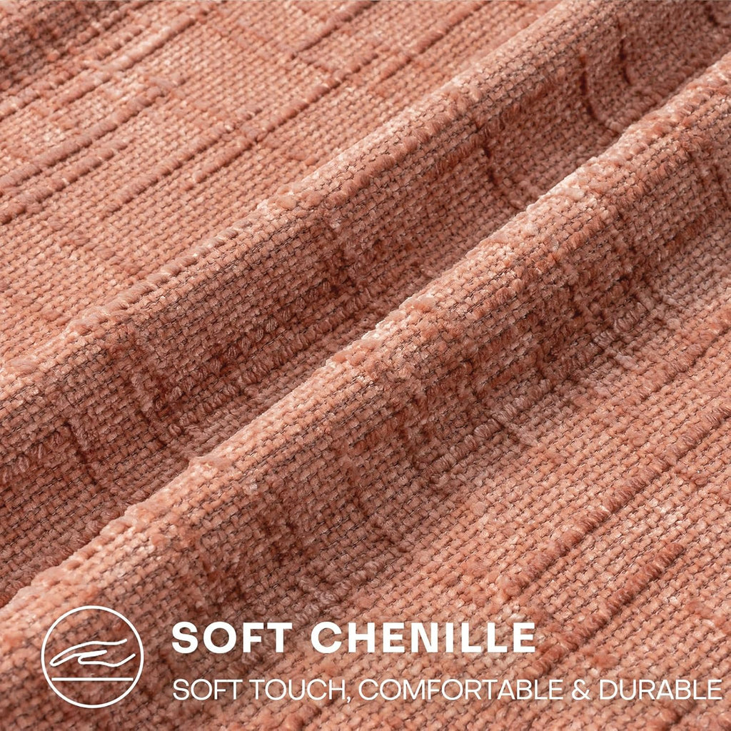 Decorative Throw Pillow Covers 16x16 Inch Set of 2, Soft Solid Farmhouse Chenille Couch Pillows, Spring Pillow Covers for Couch Sofa Bed Living Room Home Decor Pillowcase, Coral