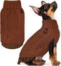 KYEESE Dog Sweater Thick Pet Coat for Fall Winter Cold Weather Stretchy Knitwear Cat Clothes Soft Pullover Dog Sweaters for Small Dogs Male Warm Turtleneck Small Dogs Sweater with Gingham Patchwork