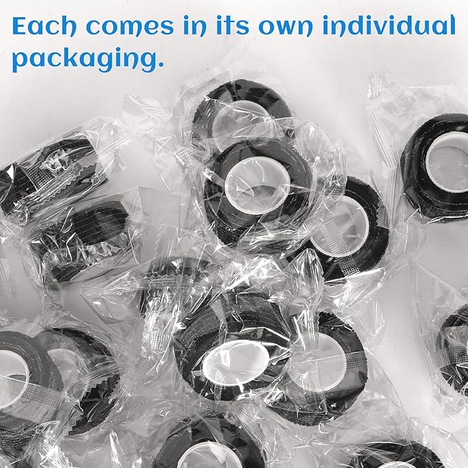 24 Rolls Elastic Self Adhesive Bandage Wrap 1 Inch, Breathable Non Woven Cohesive Bandage, Vet Wrap for Dogs, Ankle Sprains Swelling Medical First Aid Tape, Sports Athletic Tape Color Black