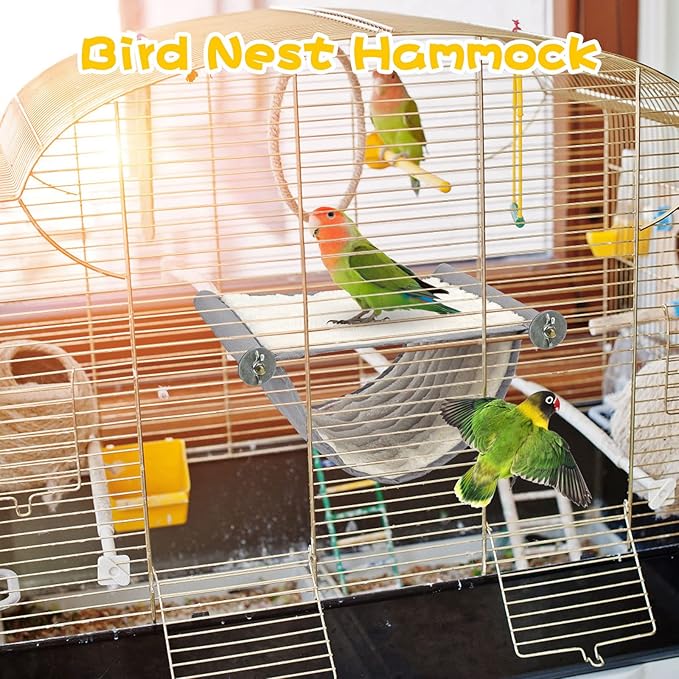 BWOGUE Winter Warm Bird Nest Bed Hanging Hammock Snuggle Hut Parrot House Tent Toy Bird Cage Perch for Parakeet Budgies Cockatiels Lovebird Cockatoo Finch Hamster Chinchilla Guinea Pig(Medium, Grey)