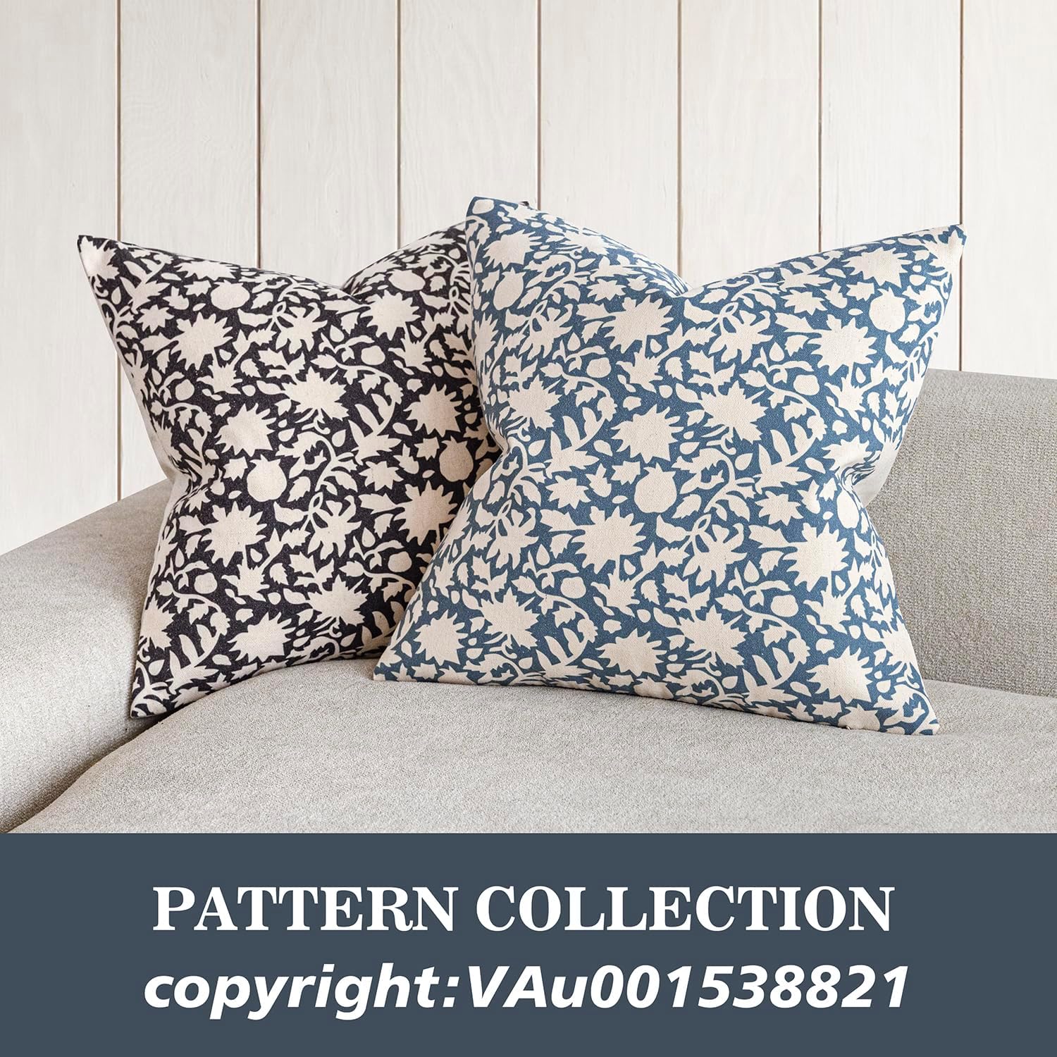 Foindtower Set of 2 Decorative Neutral Floral Throw Pillow Covers Accent Farmhouse Cushion Covers Boho Vintage Pillowcase for Couch Sofa Bedroom Living Room Home Decor,20×20 Inch,Dusty Blue