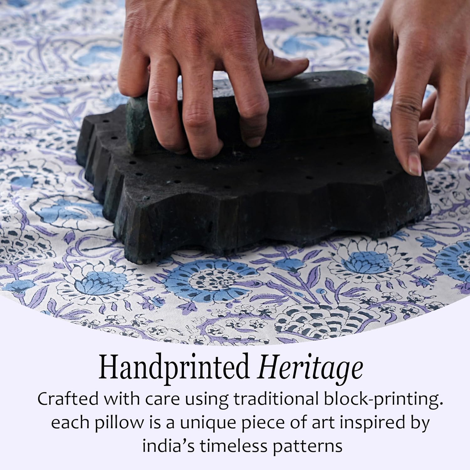 CPC Indigo Blue 100% Cotton Block Print Ruffle Sham Cover 20X30 inch Pack of 2, Handmade Boho Floral Pillowcase, Soft Decorative Queen Bed Pillow Cover for Bedroom Décor