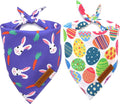 Realeaf Easter Dog Bandanas 2 Pack, Triangle Reversible Pet Scarf for Boy and Girl, Premium Durable Fabric, Holiday Bandana for Small Medium Large and Extra Large Dogs (Small)