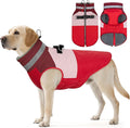 Dog Winter Coat, Reflective Dog Coats for Large Dogs, Waterproof Windproof Pet Clothes Jacket with Harness Built in, Warm Cold Weather Coats, Dogs Snowsuit Vest, Red XX-Large
