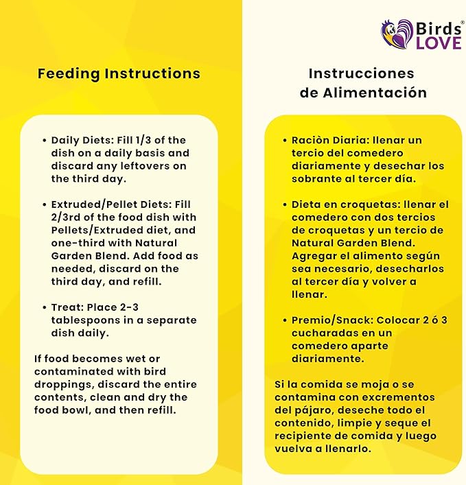 Birds LOVE All Natural Garden Blend Bird Food for Small Birds - Lovebirds, Cockatiels, Parakeets and Parrotlets 2lb