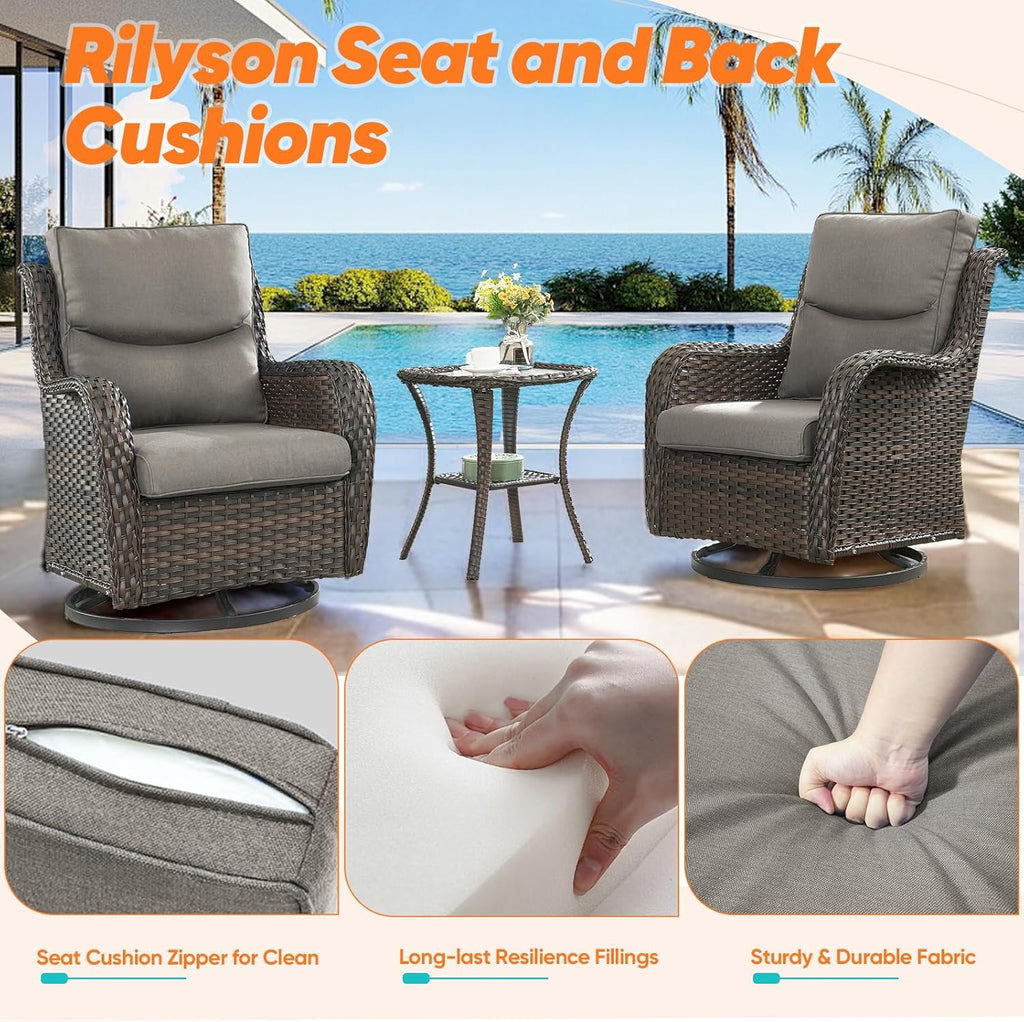 Rilyson Patio Cushions for Outdoor Furniture - 22×24 Inches High Back and Deep Seating Outdoor Cushion for Patio Chairs Sofa Couch Loveseat Water Resistant(Grey/1 Set/Smile)