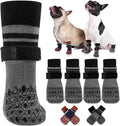 Kuoser Non Slip Dog Socks for Hardwood Floors,4Pack Anti-Slip Dog Grippy Socks to Prevent Licking Paws,Dogs Booties Paw Protectors with Double-Sided Traction for Small Medium Large Senior Dogs,Gray M