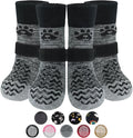 PUPTECK Anti Slip Dog Socks 2 Pairs with Double Grippers for Hardwood Floors, Shoes for Hot/Cold Pavement, Boots & Paws Protectors to Prevent Licking, Traction Booties for Senior Small Large Dogs