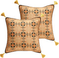 Brown Throw Pillow Covers Set of 2,Floral Farmhouse Linen Accent Pillows Cover for Couch Throw Pillows Case,Decorative Square Pillows for Couch Sofa Bed Chair Cushion Covers 18"x18"