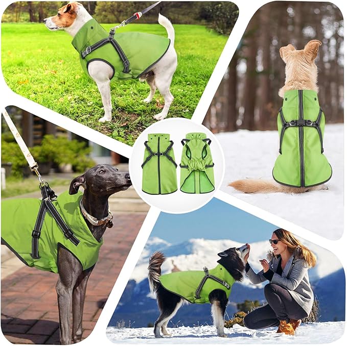 Mosucoirl Dog Raincoat Waterproof Dog Hoodie Reflective Dog Raincoat Hooded Adjustable Rain Jacket for Small Medium Large Dogs Puppies (Green, L)