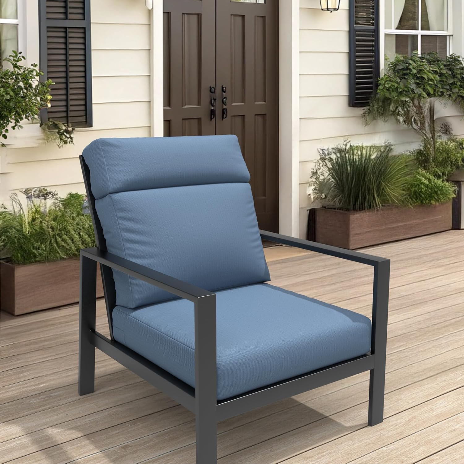 Covers & All CoverRite Rectangle High Back Chair Cushion, 600 Denier, Foam Seat and Poly Fill Back Outdoor High Back Chair Cushions, Water, UV and Fade Resistant for Patio High Back Chair Cushions