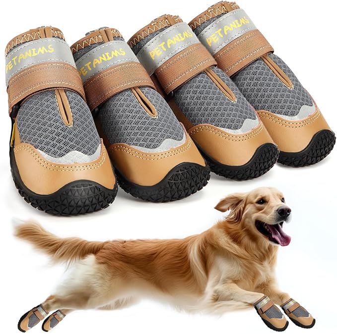 Dog Shoes for Small Dogs, Medium Dog Boots & Paw Protectors for Winter Snow, Breathable Dog Booties for Hot Pavement, Hardwood Floors Gray Size 1