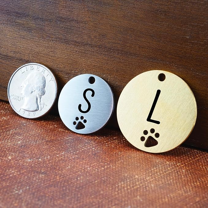 Ultra Joys Dog Tags Personalized for Pets - Hollow Paw Custom Pet ID Tag - Engraved Dog Tag for Small, Large Dogs - Small Round in Silver