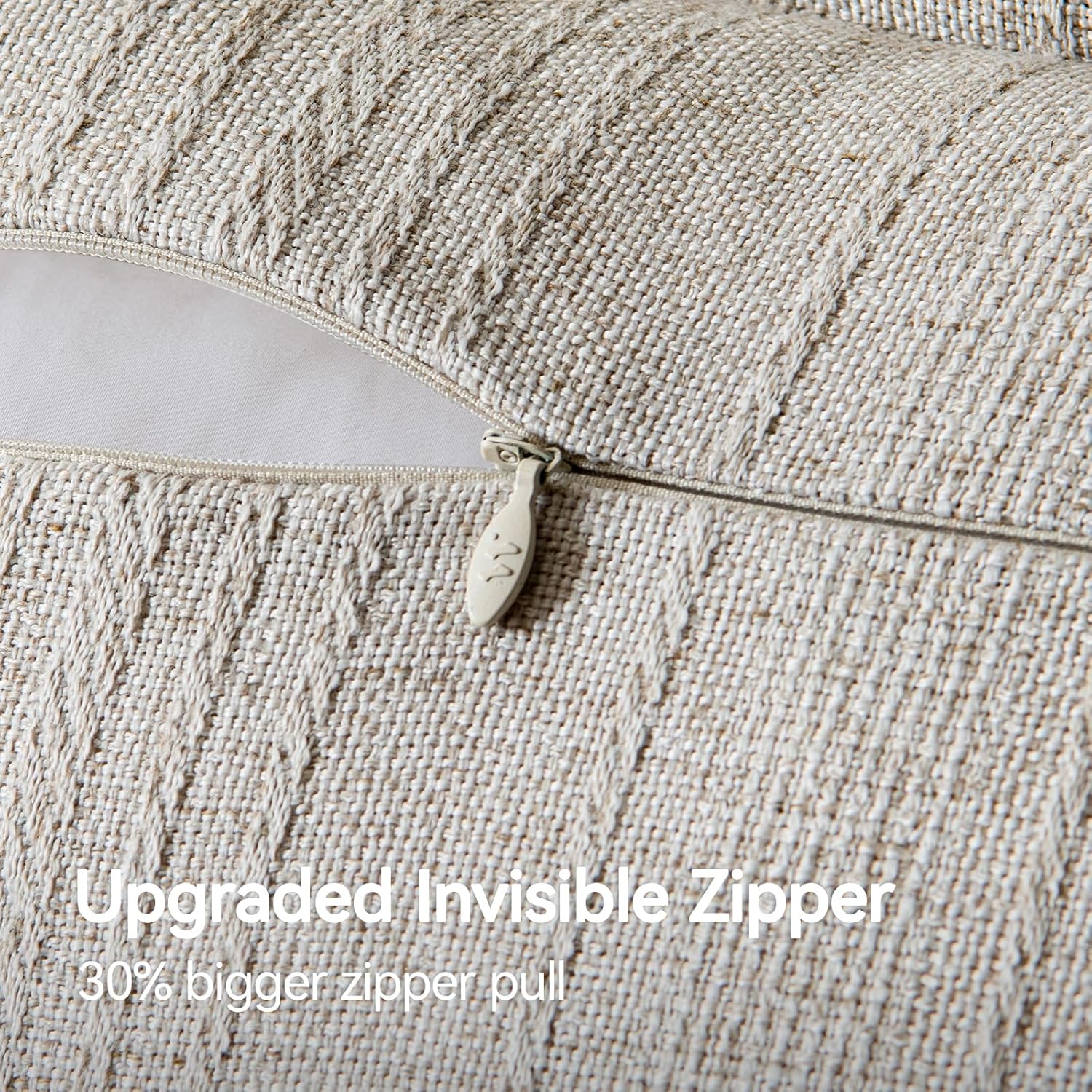 a moment Linen Pillow Covers Set of 2,Boho Farmhouse Throw Pillowcases Neutral Textured Decorative Covers for Couch Sofa Bed, Soft Linen Blend Accent Case Cushion Home Decor 20"x12"Beige Grey