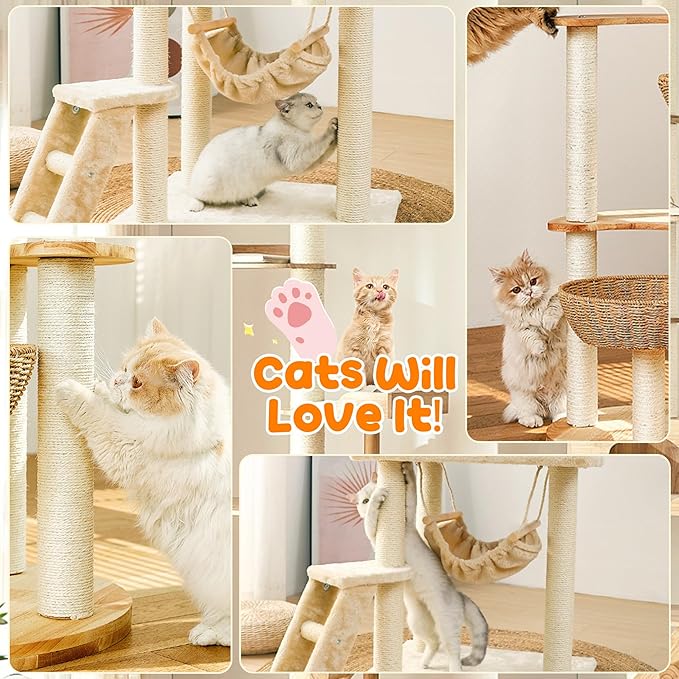 164FT/50M Cat Scratching Sisal Rope, 6mm Thick Natural Jute Rope for Scratch Posts, Cat Trees, DIY Projects, Sisal Rope for Cat Scratcher with 2 Cat Mouse Toys (White, 164ft)