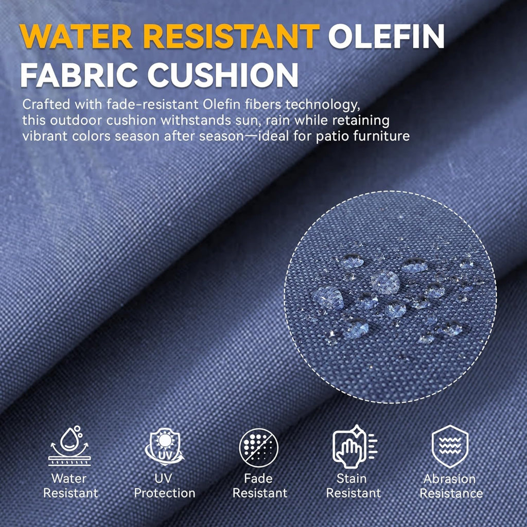 Patio Cushions for Outdoor Furniture - 22" x 25" x 4" UV Resistant Thick Foam Cushions Water Resistant Replacement Cushion for Outdoor Patio Furniture Chair/Sofa/Couch | Blue | 6-Pack |