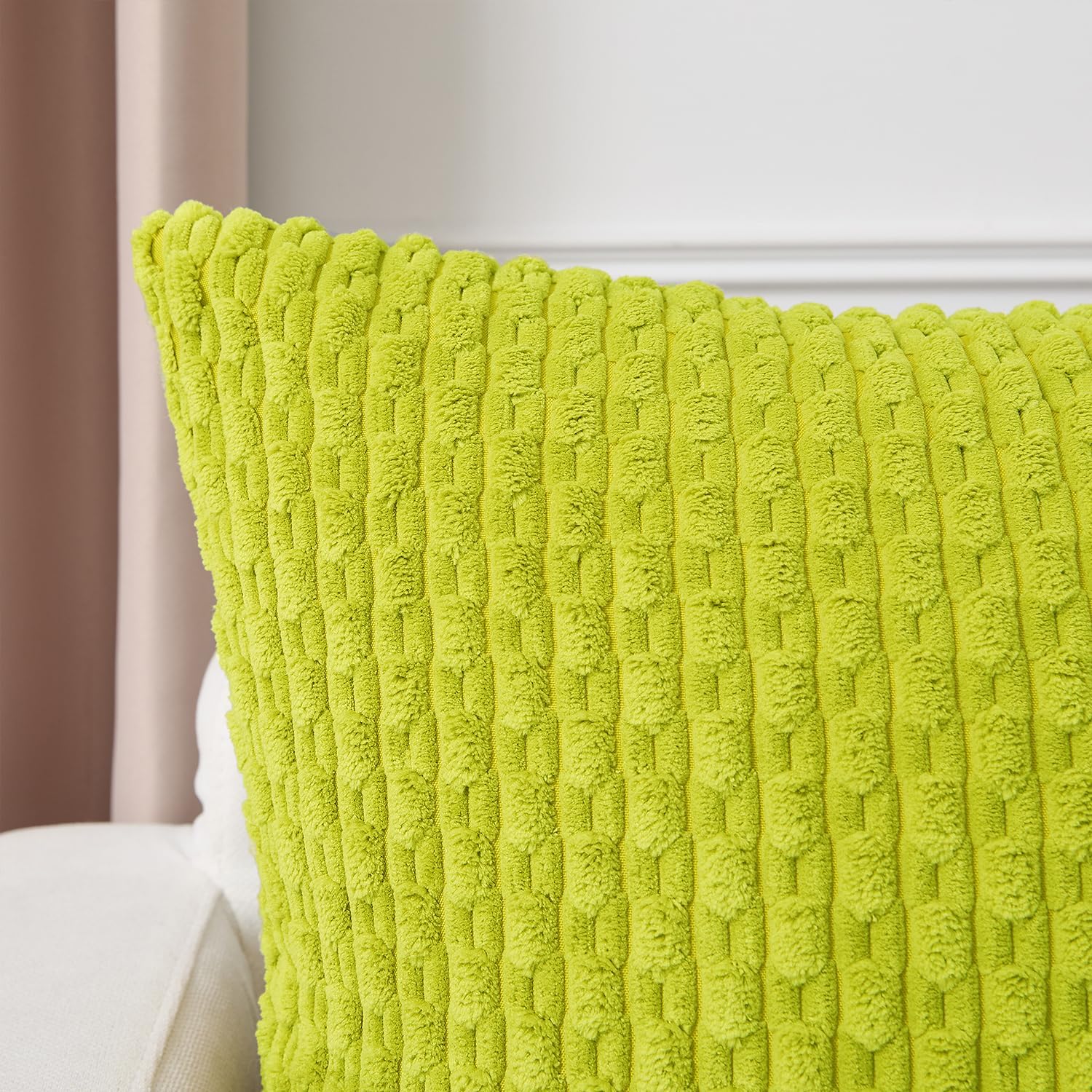 Kevin Textile 12x20 Inch Pillow Cover 1 Pack Boho Christmas Decorative Soft Striped Corduroy Lumbar Farmhouse Accent Rectangle Cushion Case for Living Room Couch Sofa Bed, Christmas Green