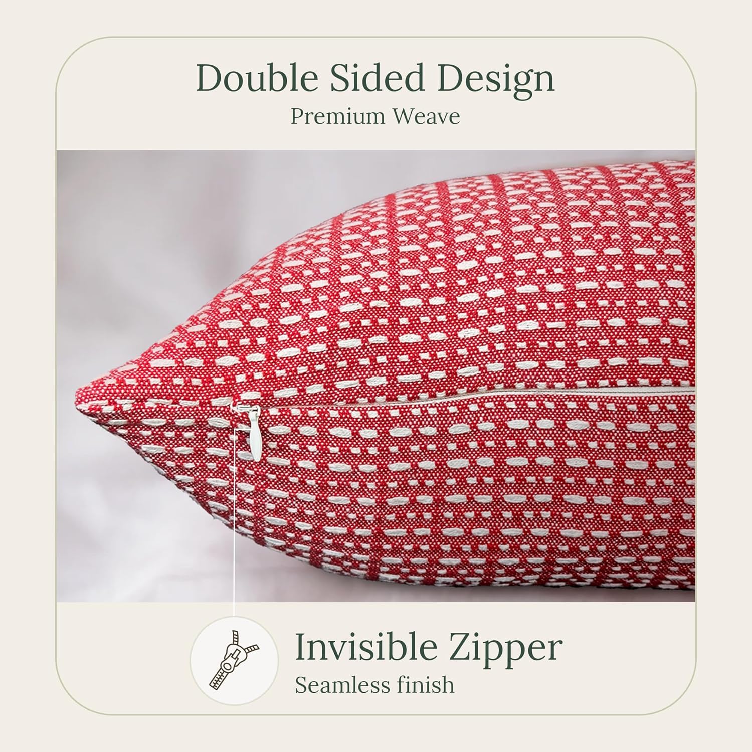 SanVia Sangria Premium Lumbar Cotton Throw Pillow Covers, 12 x 20 Inches, Luxury Holiday Themed Handwoven Couch Pillow Covers, Hidden Zipper, Elegant Home Décor, Insert Not Included