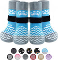 PUPTECK Anti Slip Dog Socks 2 Pairs with Double Grippers for Hardwood Floors, Shoes for Hot/Cold Pavement, Boots & Paws Protectors to Prevent Licking, Traction Booties for Senior Small Large Dogs