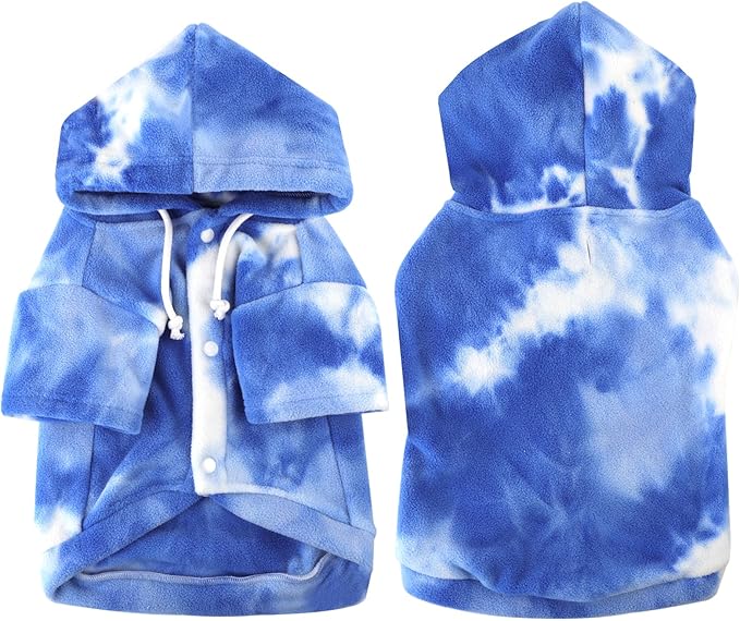 Mklhgty Tie Dye Dog Hoodie, Winter Coat for Small Dogs - Ultra-Soft Adjustable Warm Hood, Breathable Comfort Fabric for Daily Use