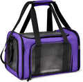 Pet Carrier for Small Medium Cats Dogs Puppies up to 15 Lbs, Airline Approved Small Dog Carrier Soft Sided, Collapsible Travel Puppy Carrier - Purple