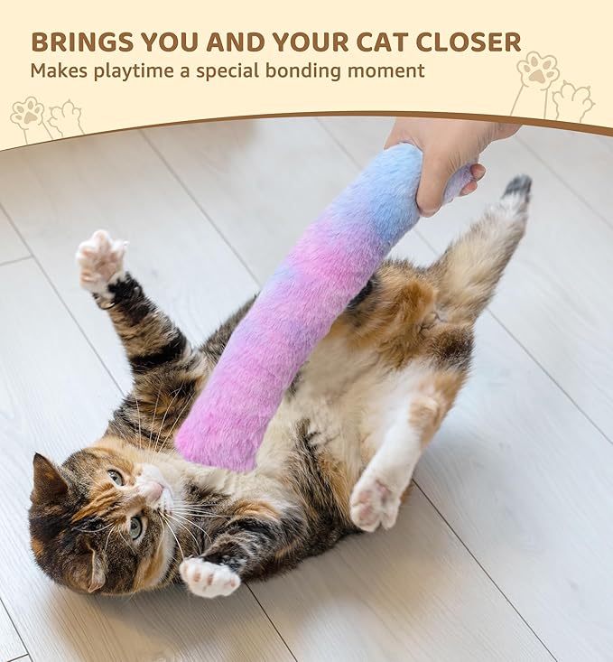 3 Pack Cat Kicker Toy Pillows, Interactive Plush Toys with Catnip Inside, Soft Durable Kick Sticks Teething Chew Toy, Cat Body Pillows for Indoor Cats & Kittens, Promote Exercise, Play & Cuddle