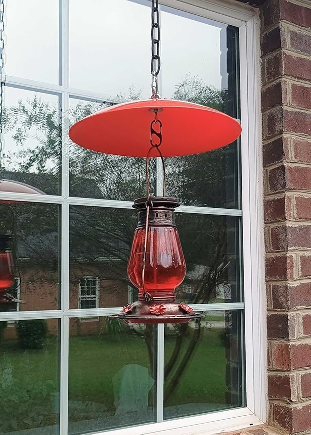 13" Bird Feeder Rain Cover,Bird House Dome Baffle,Hummingbird Feeder Guard for Shepherd's Hook Outdoors, (Bright Red), 4Pack