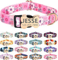 Moonpet Personalized Custom Customized Dog Collar with Engraved ID Dog Name and Phone Number on Bone Buckle/Heavy Duty Adjustable Dog Collars for Puppy X-Small Small Medium Large X-Large Boy Girl Dogs