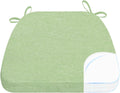 AAAAAcessories D-Shaped Chair Cushions, 2" Thick Dining Chair Pads with Ties and Removable, Machine-Washable Cover, 17" x 16", Pear Green