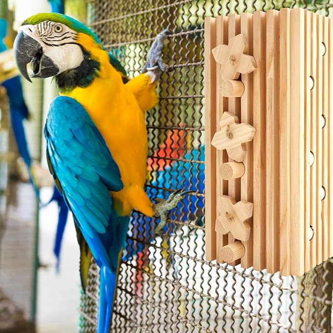 12 x 5 x 4 Inches Extra Large Bird Parrot Toy Activity Block Multicolored Natural Wooden Parrot Cage Chewing Toys for Large Medium Macaws Cockatoos African Grey Birds