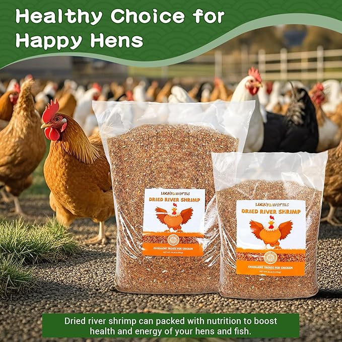 5lb Dried River Shrimp for Chicken, High Protein Freeze Red Dried Shrimp All Natural Treat for Turtles, Reptiles, Fish & Poultry, Perfect for Aquariums, Ponds, Backyard Chickens and Birds