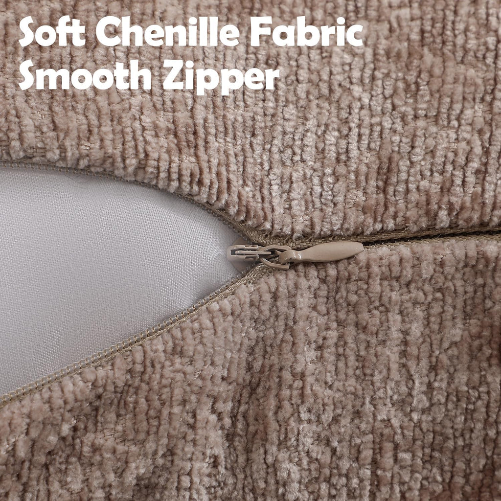 Pack of 2 Khaki Decorative Throw Pillow Covers 22x22 Cozy Soft Chenille Accent Vintage Square Couch Pillow Covers for Home Decor Bed Sofa Living Room