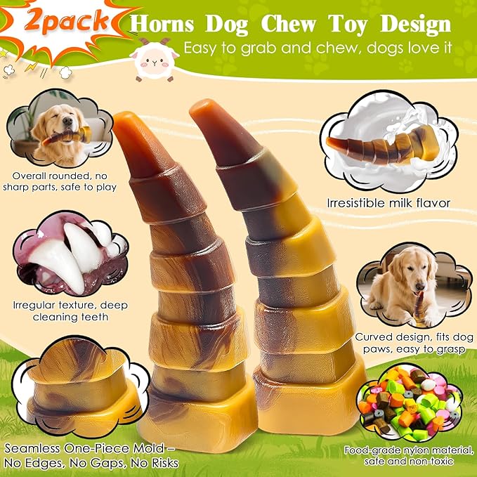 Dog Chew Toys for Aggressive Chewers, 2 Pack Indestructible Toys for Large Dogs, Dog Toy for Large Medium Small Breed, Super Chewer with Tough Nylon, Gift for Dogs