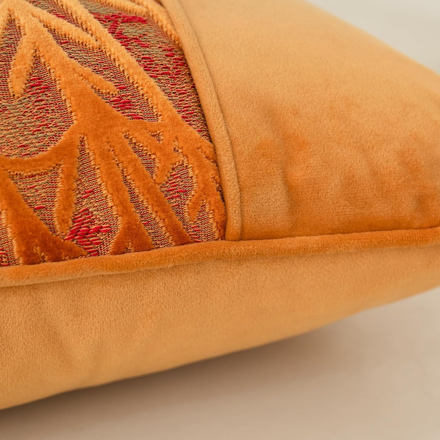 Yangest Orange Yellow Twigs Throw Pillow Cover Velvet Branches Velvet Cushion Case Neutral Pillowcase for Sofa Couch Bedroom Living Room Home Decor,18x18 Inch