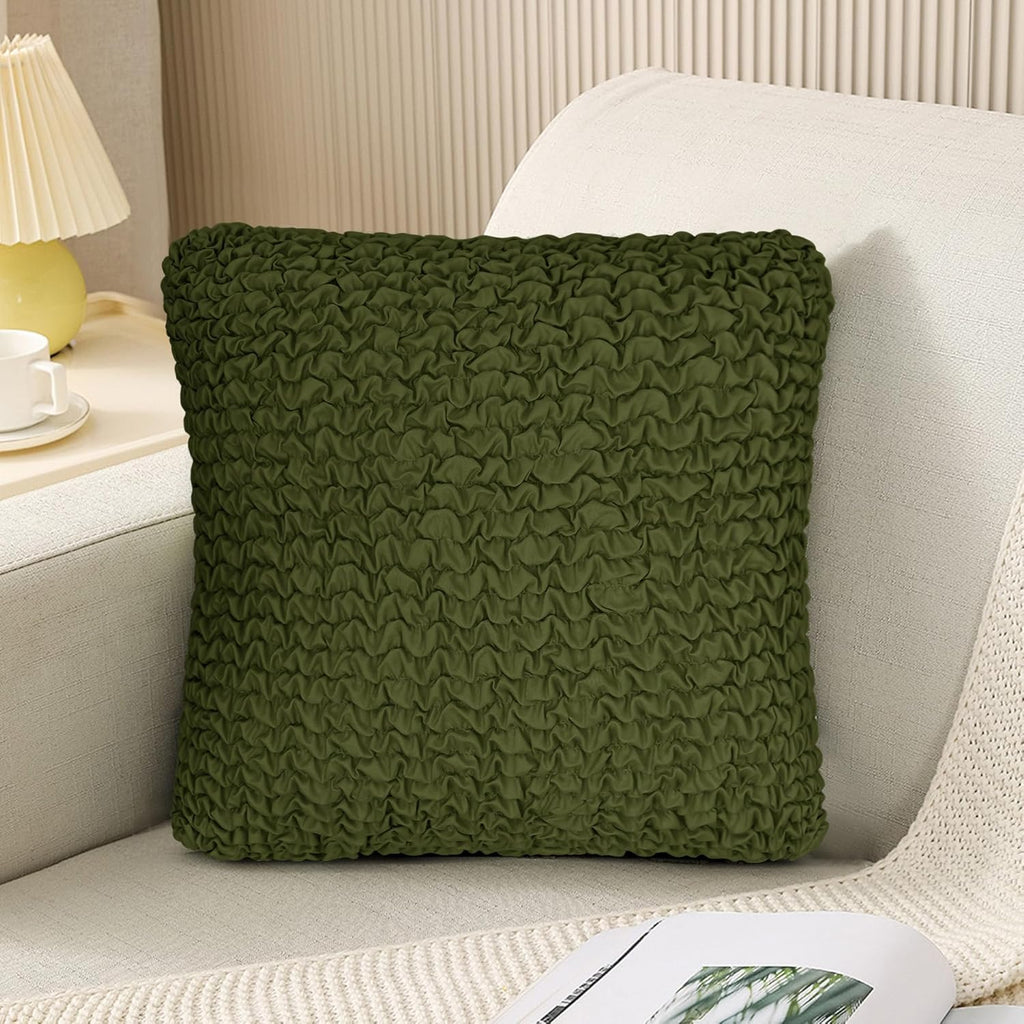 Decorative Throw Pillow Cover Elastic Couch Pillow Covers 18 x 18 & 20 x 20 Inch with Invisible Zipper Cushion Case for Bed Couch Sofa Living Room Home Decor (Pack of 1, Olive)