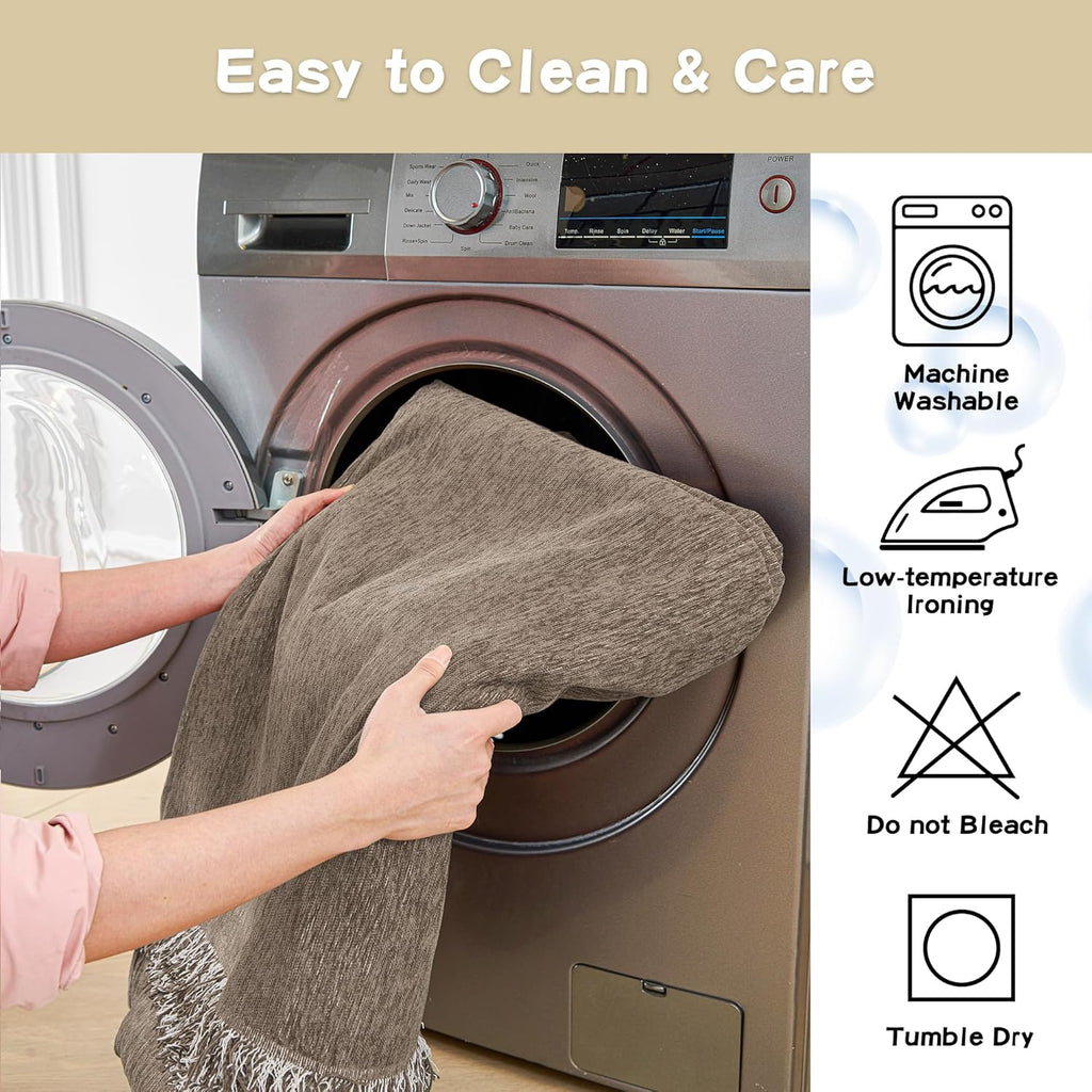 MYSKY HOME Chair Couch Cover Sectional Couch Covers for Pet Sofa Covers Non Slip Soft Couch Sofa Cover, Washable Furniture Protector Sofa Slipcover with Tassel Sofa Throws Living Room, 71"x91", Sand