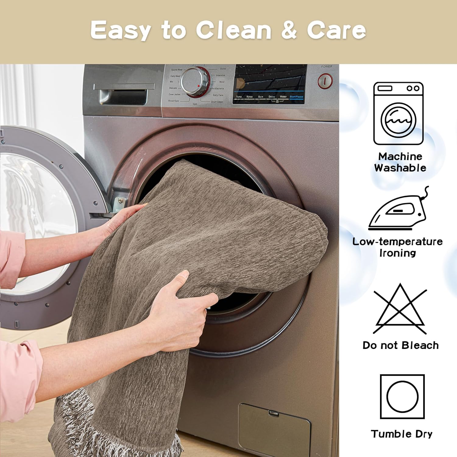 MYSKY HOME Couch Cover for Dogs Washable Couch Covers Couch Covers for Dogs Couch Cover 2 Cushion Sofa Non Slip Dogs Furniture Protector with Tassels Chenille Sofa Covers for Pets, 71"x102", Sand