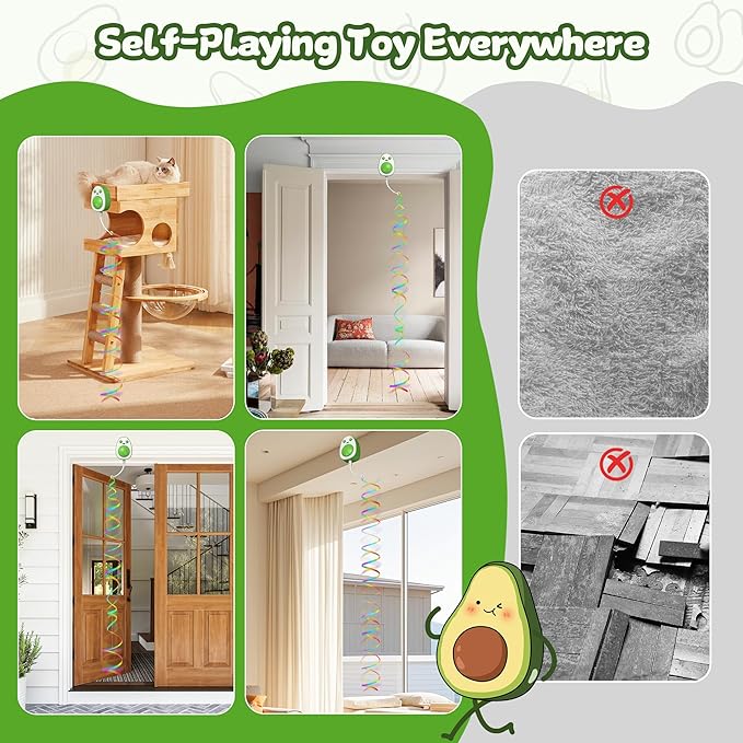 Automatic Hanging Door Cat Toy,Electric Interactive Cat Toys-Flying Bird &Mouse Wand & Ribbon Wand,USB-Rechargeable Self Play Feather Chase/Hunt Cat Toys for Bored Indoor Adult & Kitten Cats