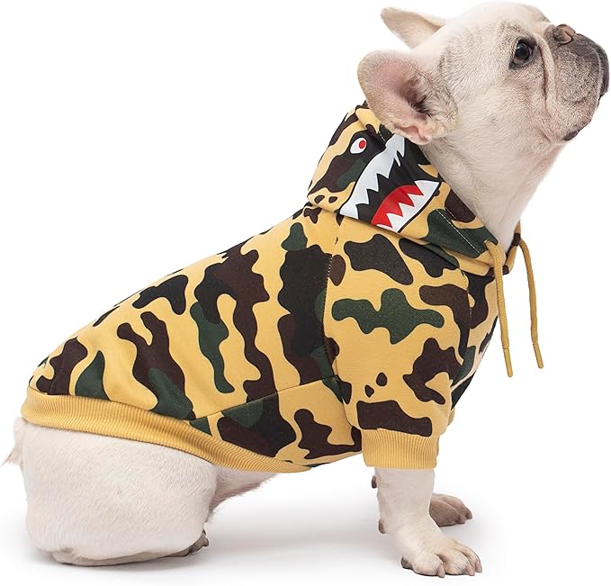 Camo Dog Hoodie Dog Clothes Extra Warm Fleece Lining Stretchy Fit for Small Medium Large Dogs ((Yellow, XXX-Large)