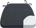 AAAAAcessories D-Shaped Chair Cushions, 2" Thick Dining Chair Pads with Ties and Removable, Machine-Washable Cover, 17" x 16", Charcoal Gray