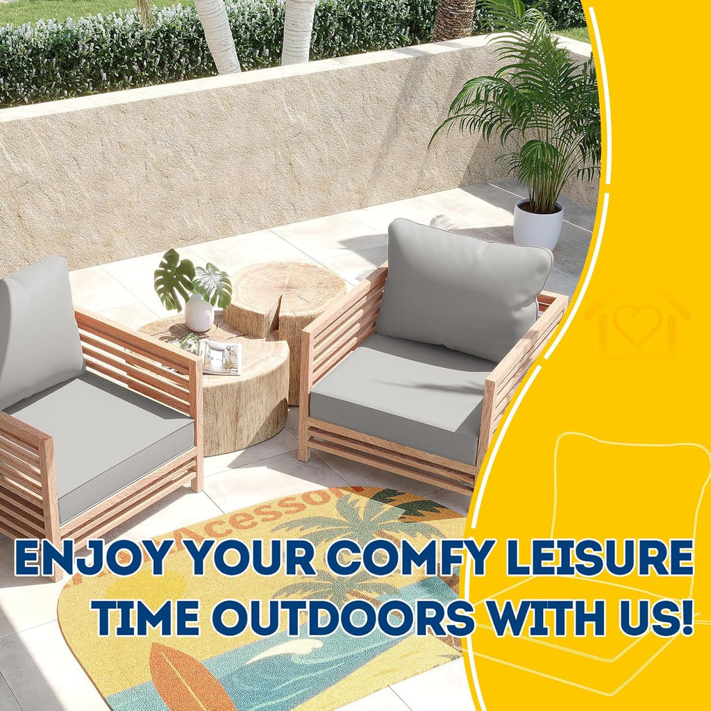 AAAAAcessories Outdoor Deep Seat Cushions, Waterproof, Fade-Resistant Patio Furniture Replacement Cushions, 24" x 24" x 5", Gray