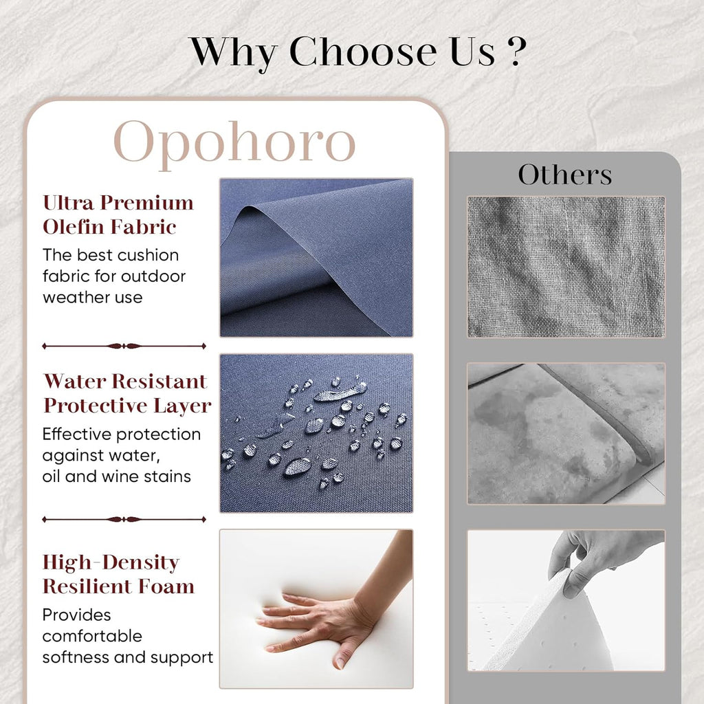 Luxury Outdoor Seat Cushion Set-22 x 24 x 6 Inch Outdoor Chair Cushions with Water Resistant & Removable Cover Outdoor Cushions for Patio Furniture Chair Sofa Couch