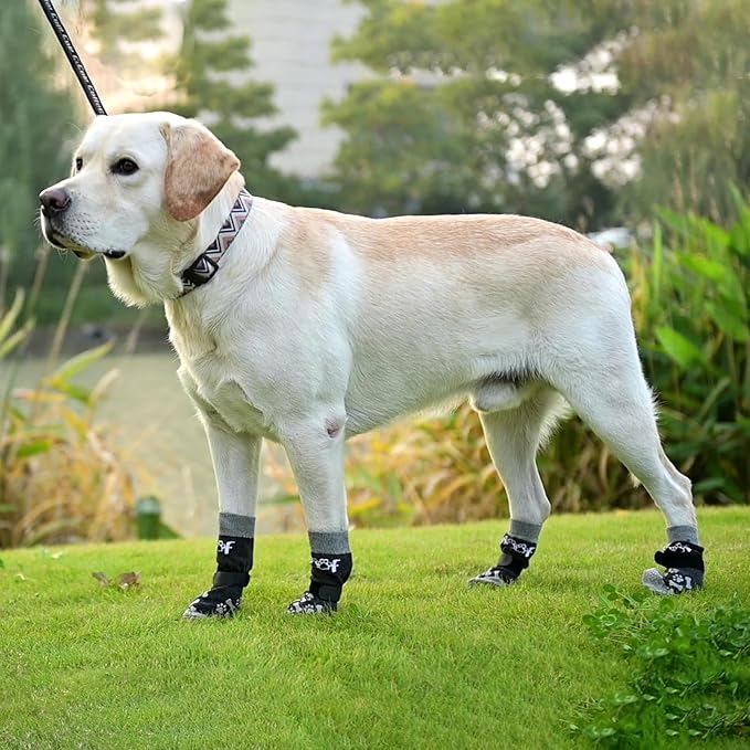 KOOLTAIL Dog Socks for Hot/Cold Pavement to Prevent Licking Paws,Dog Boots&Paw Protector for Hardwood Floors Anti Slip,Traction Control No Twist Grip Booties for Small Medium Large Senior Dogs SM