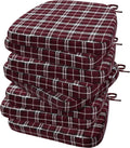 AAAAAcessories D-Shaped Chair Cushions, 2" Thick Dining Chair Pads with Ties and Removable, Machine-Washable Cover, 17" x 16", Set of 8, Red Checkered